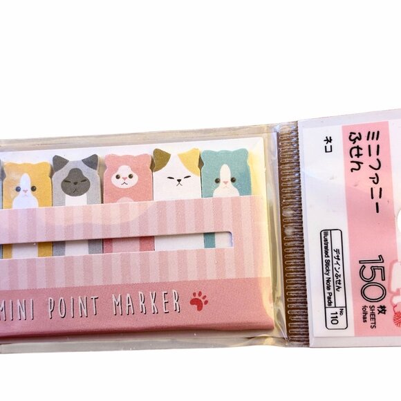Cat Shape Sticky Note Flags Book Marker Memo from Japan 150 Sheets NEW - Picture 6 of 10